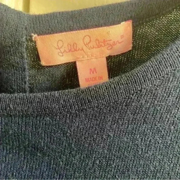 LILLY Pulitzer navy blue 10% silk crewneck pullover sweater. Medium - Picture 5 of 6